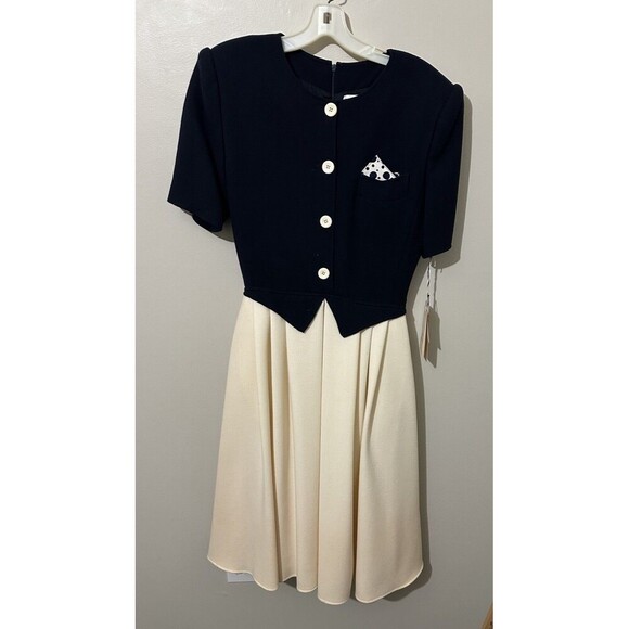 Vintage Oscar De La Renta Dead Stock 100% Wool Poplin Dress Womens 10‎ Midi READ - Picture 1 of 16